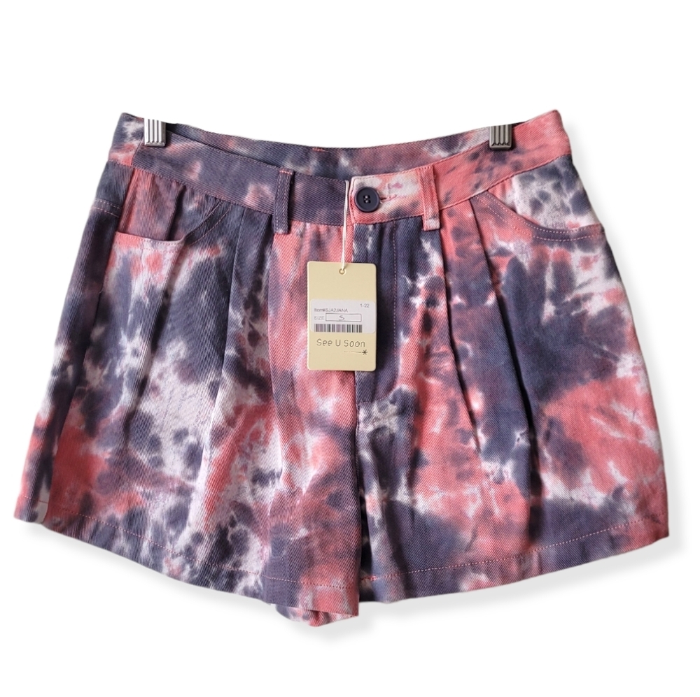 NWT See U soon Tie Dye High Waist Denim Shorts Size US 4
